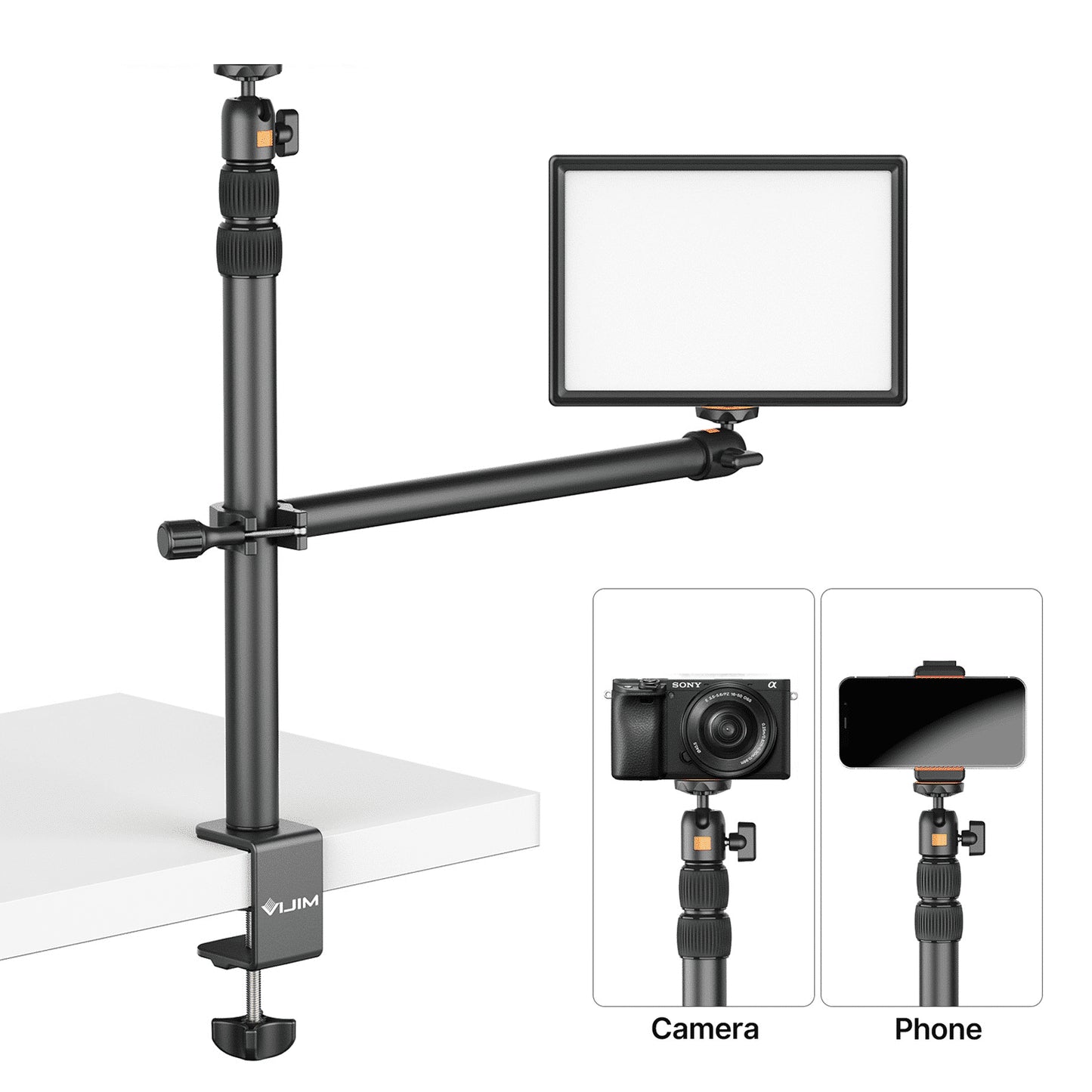 VIJIM LS02 Verstelbaar tafelstatief met verlengarm - met tafelklem - Vaste statieven