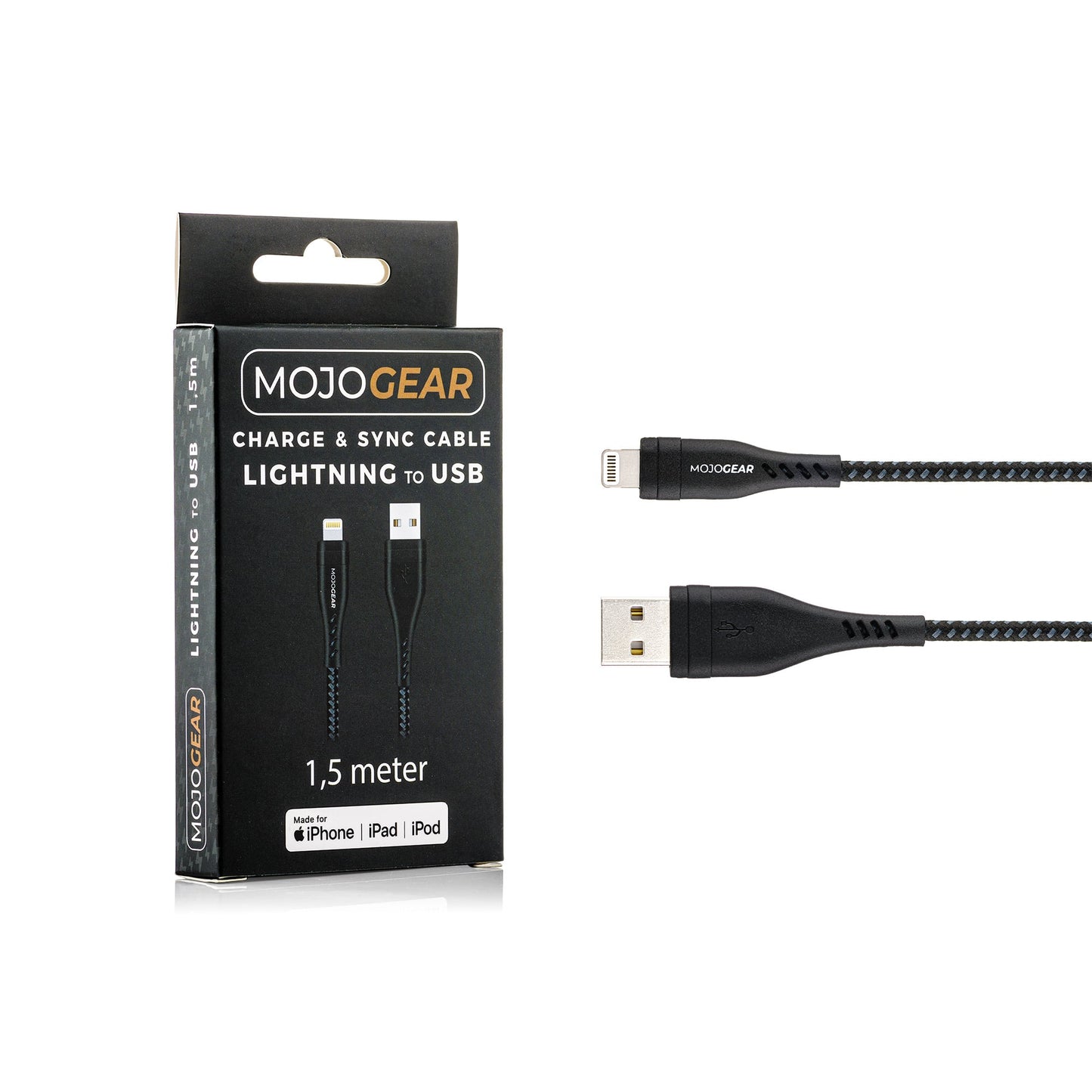 5x MOJOGEAR Apple Lightning naar USB kabel Extra Sterk [VOORDEELVERPAKKING] - Telefoonkabels