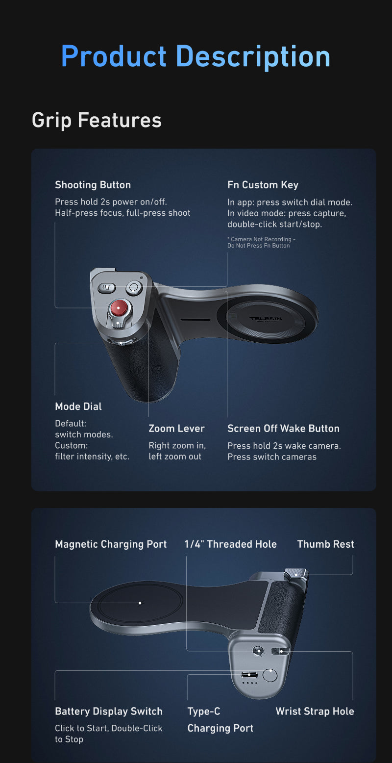 iPhoneアクセサリー TELESIN MASTER GRIP iPhone 17 Pro Max Telesin Master Grip for iPhone 17 Pro - Standard Kit | MOJOGEAR
