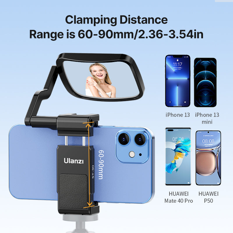 Ulanzi ST-30 Phone holder for tripod with selfie/vlog mirror