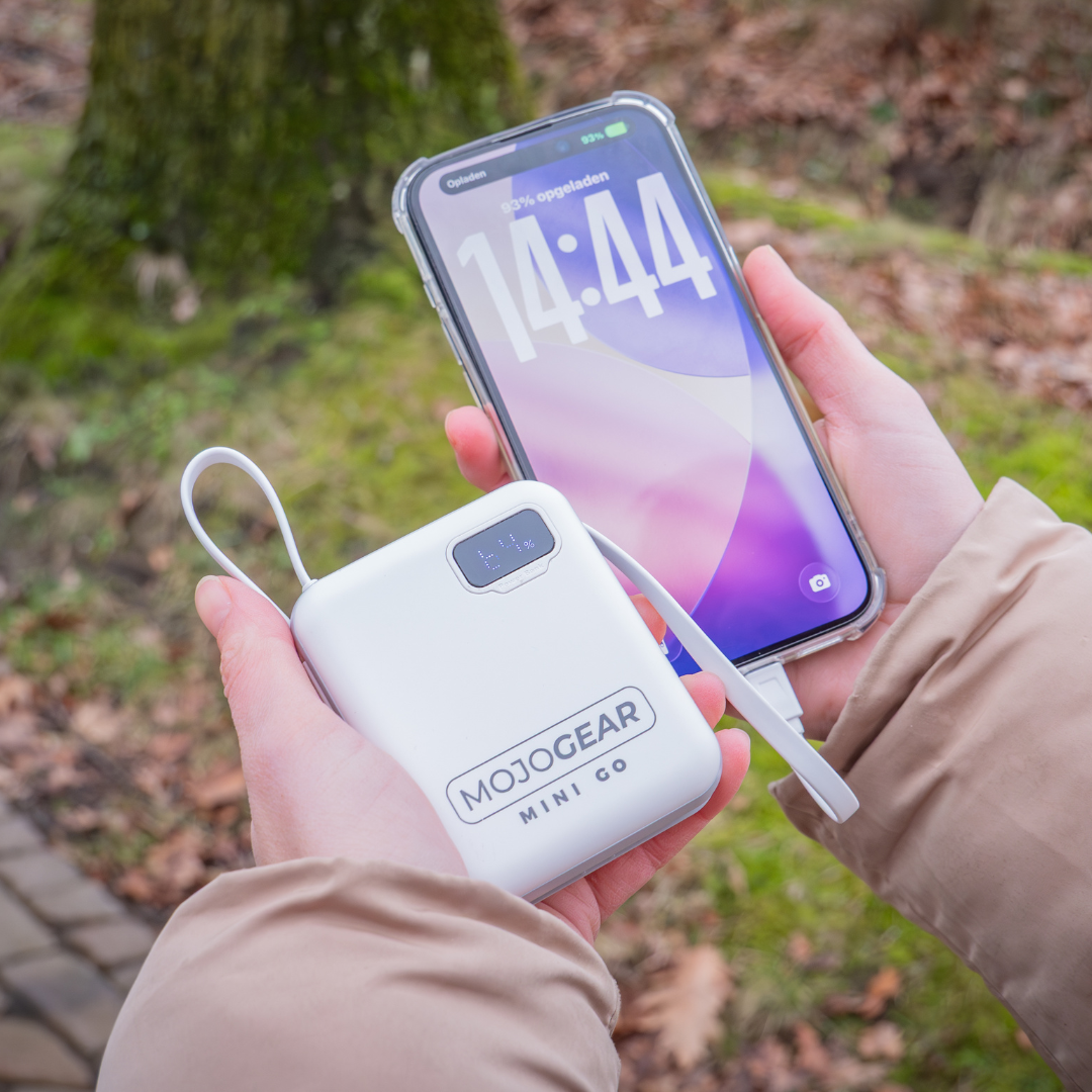 MOJOGEAR MINI GO 10.000mAh powerbank met kabels - Wit - Powerbanks