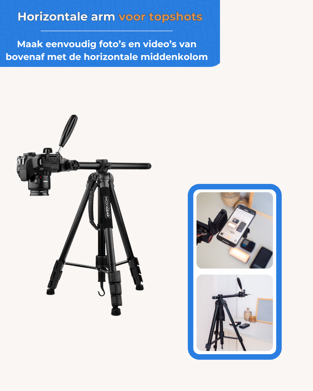 MOJOGEAR 167cm 3-in-1 Tripod: Tripod, Monopod & Horizontal Arm