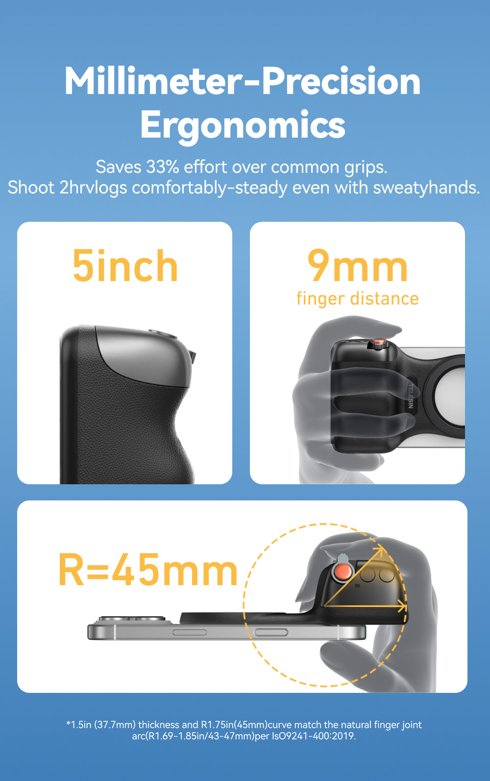 Telesin Fun Shot smartphone grip 2 magnetisch - Zwart - Handgrips
