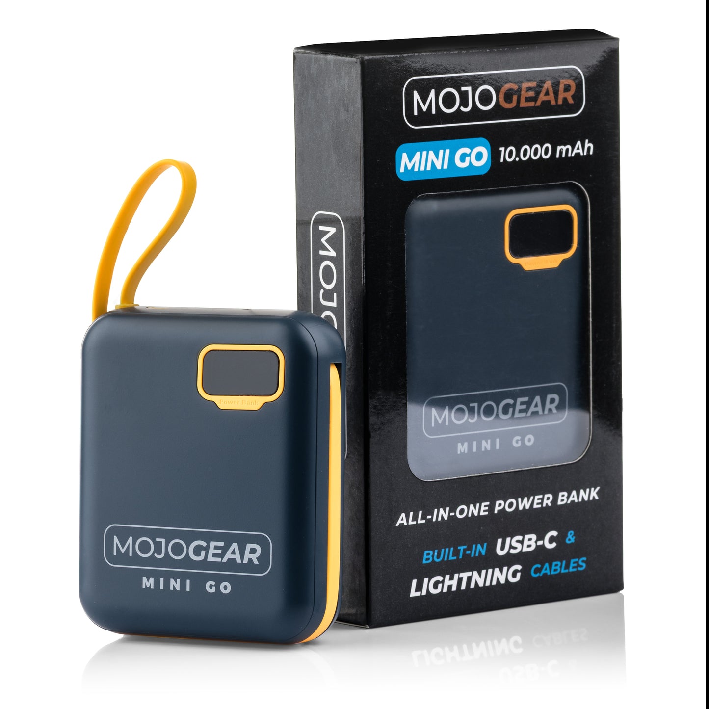 MOJOGEAR MINI GO 10,000mAh power bank with cables - Blue