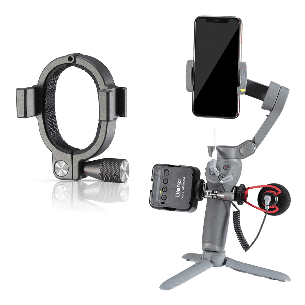 Ulanzi UURig R037 double cold shoe holder for DJI Osmo Mobile gimbal