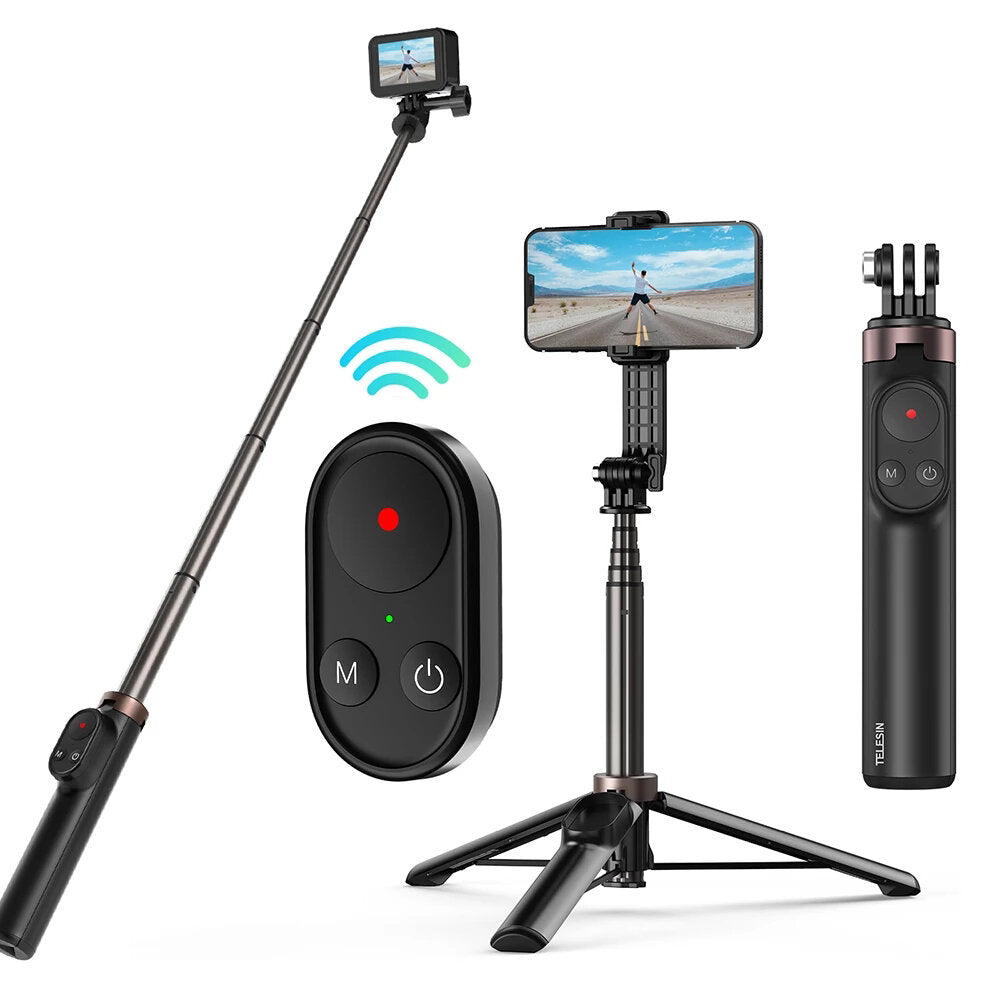 Telesin TE-RCSS-001 Vlog selfie stick voor GoPro en smartphone - met Bluetooth remote