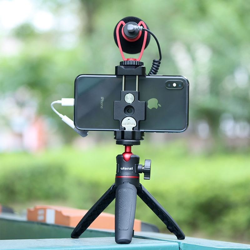 Ulanzi ST-15 phone holder with Cold Shoe mount & Arca Swiss quick release plate for tripod