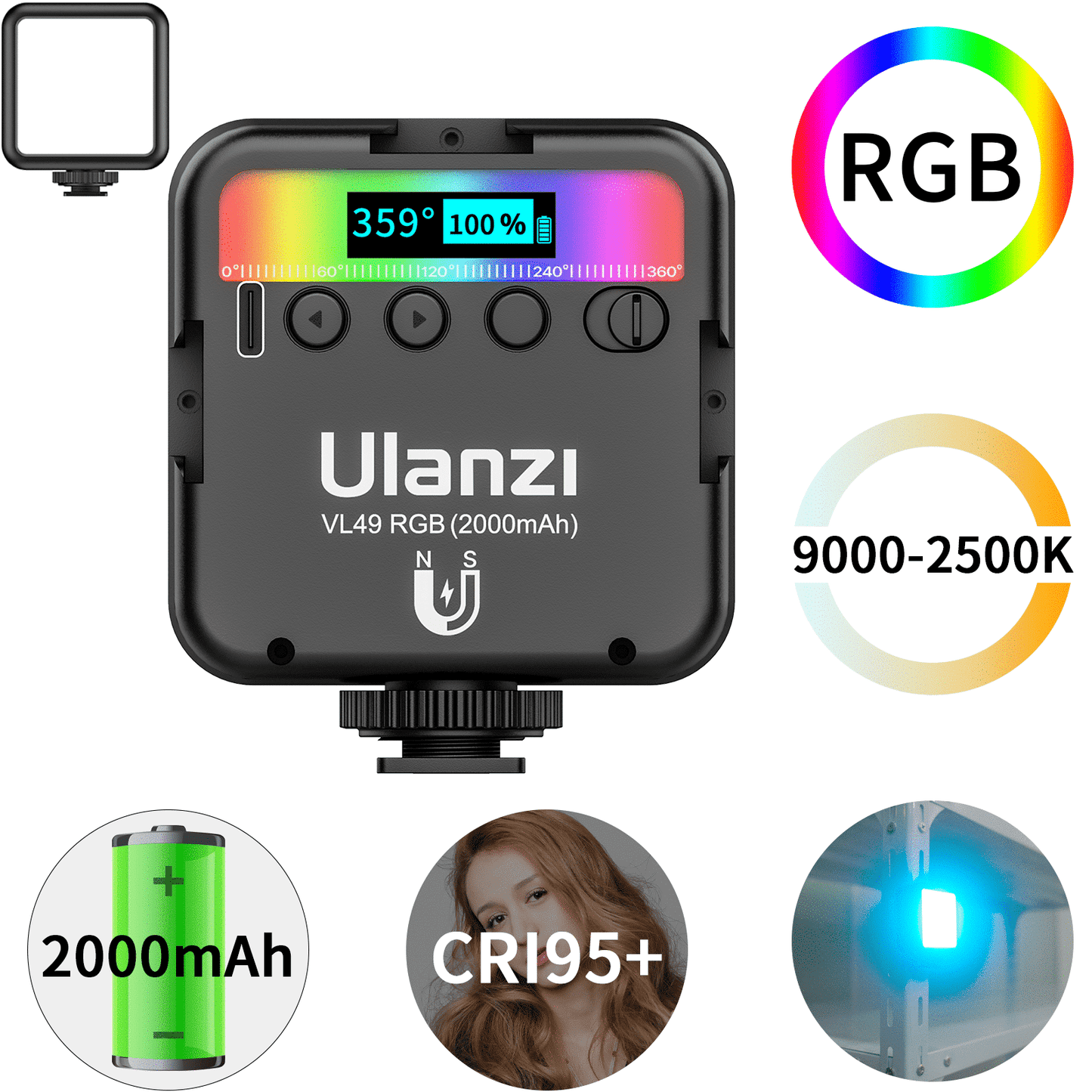 Ulanzi VL49 RGB Multi Color LED videolamp